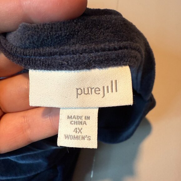 J Jill Pure Women 4X Velvet Top Long Sleeve Boat Neck Soft Holiday Blouse Blue - Picture 3 of 8